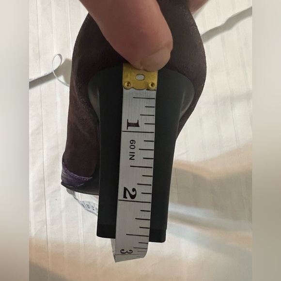 LOGO by Lori Goldstein ColorBlock Purple Brown Heels Leather Upper Sz 8 Like New - Picture 16 of 16